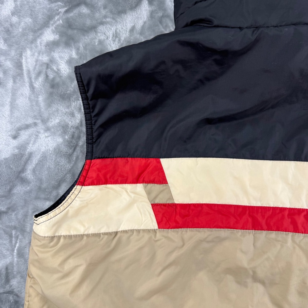 Vintage Shipton Sportswear Puffer Vest Mens Large Colorblock Black Tan Red Zip - Picture 16 of 16